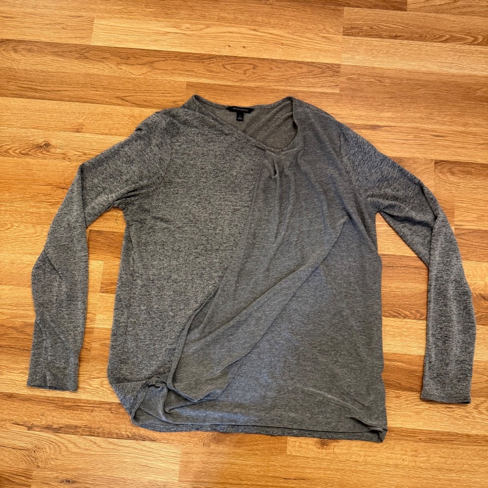Banana Republic Gray Long Sleeve Draped‎ Front Top Women's Large Soft Stretch